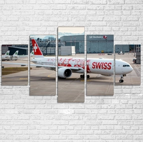 Swiss Airlines Boeing 777 Printed Multiple Canvas Poster canvas mural art