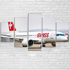 Swiss Airlines Bombardier CS100 Printed Multiple Canvas Poster canvas mural art