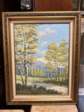 SYLVAN OIL PAINTING ON BOARD BY LISTED ARTIST ARNOLD VAIL classic mural painting