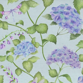 Sylvana Printed Cotton Fabric (By The Metre) Duck Egg Blue elegant table cloth  