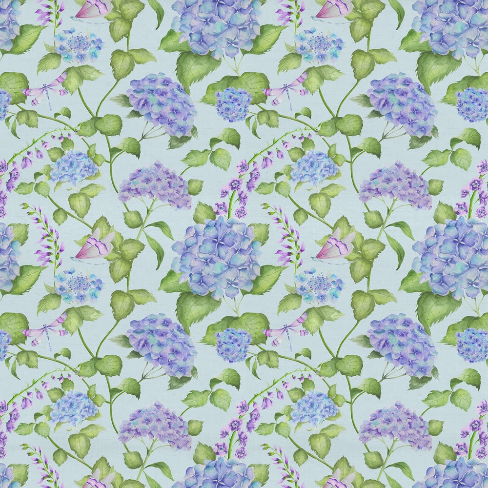 Sylvana Printed Cotton Fabric (By The Metre) Duck Egg Blue