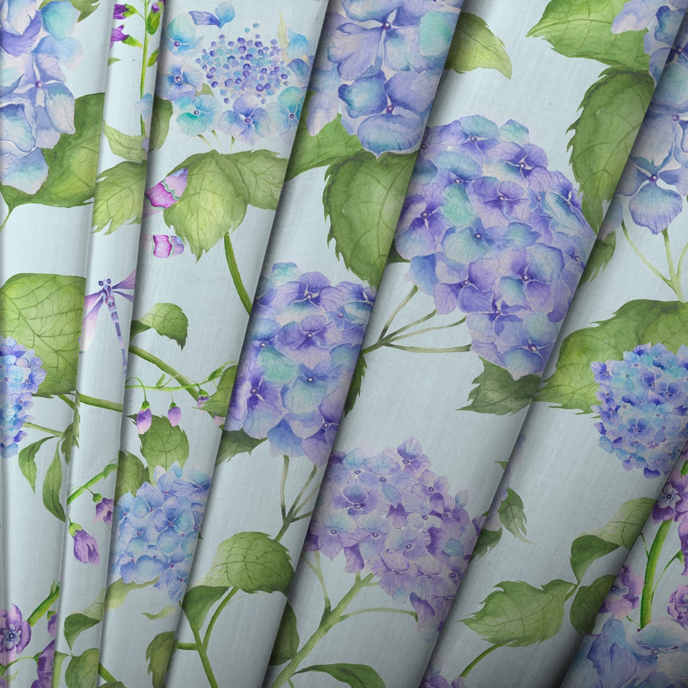 Sylvana Printed Cotton Fabric (By The Metre) Duck Egg Blue