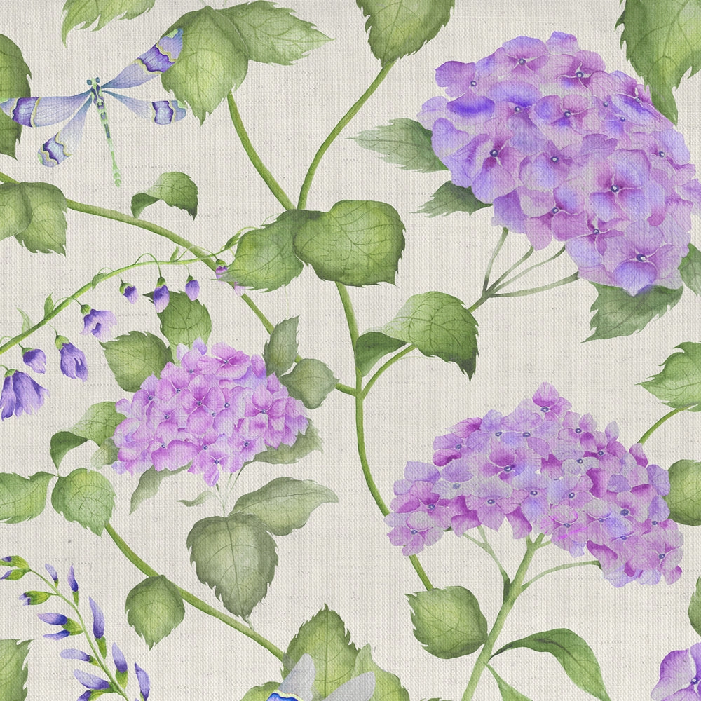 Sylvana Printed Cotton Fabric (By The Metre) Violet elegant table cloth  