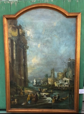 TALL ARCHED FRAME LANDSCAPE OF VENICE OIL PAINTING ON CANVAS classic mural painting