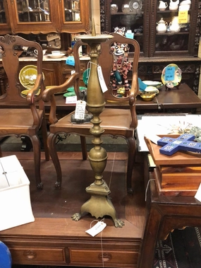 TALL BRASS PRICKET CANDLE HOLDER WITH PAW FEET interior room decor