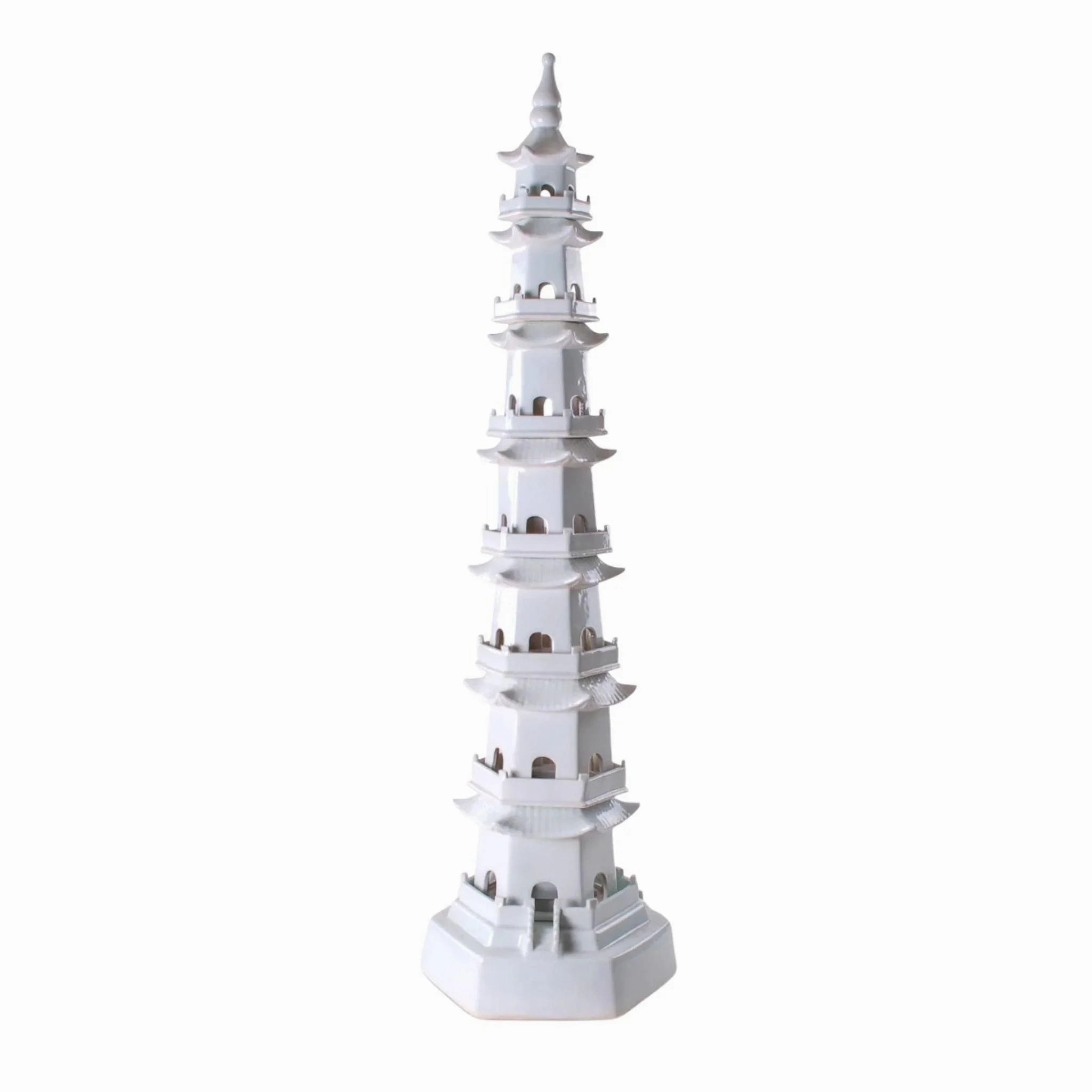 Tall White Porcelain 7 Layers Decorative Pagoda Statue home display ornament