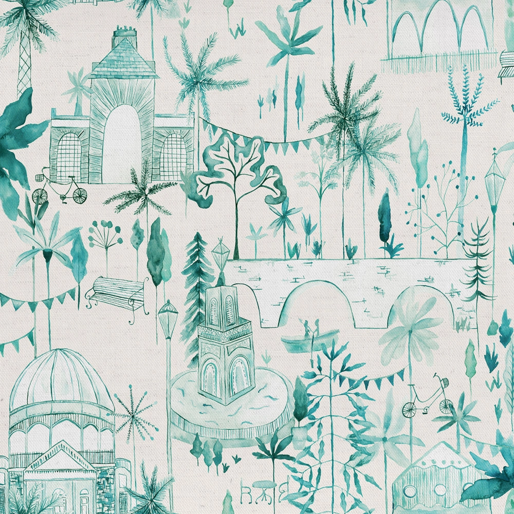 Tellaro Printed Cotton Fabric (By The Metre) Seamist elegant table cloth  