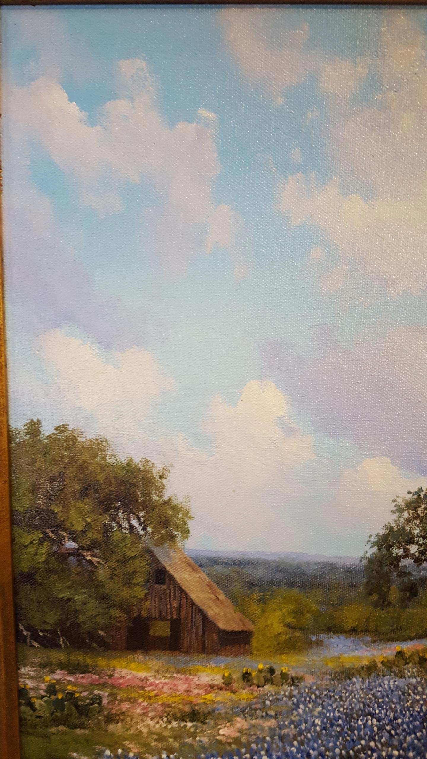 TEXAS BLUEBONNET OIL PAINTING BY WA SLAUGHTER