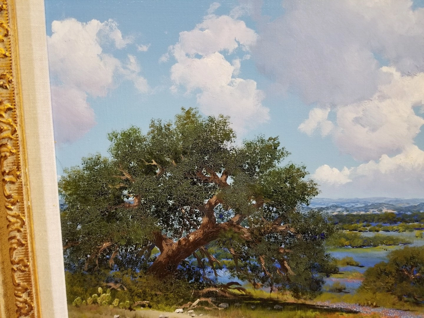 TEXAS BLUEBONNET WITH BARN OIL PAINTING BY WA SLAUGHTER