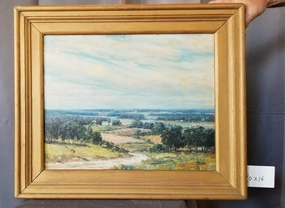 TEXAS FARM SCENE LANDSCAPE OIL PAINTING BY CLIFFORD MOTT classic mural painting