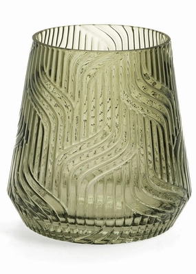 Textured Glass Vase( Moss Green) interior room decor