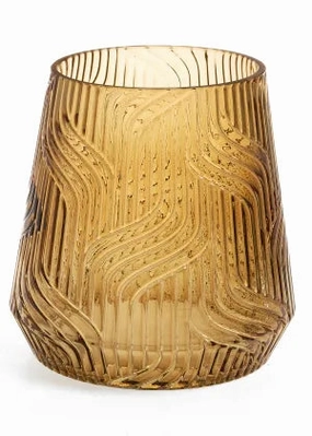 Textured Glass Vase (Mustard) interior room decor