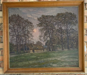 THATCHED ROOF COTTAGE IN THE WOODS OIL PAINTING classic mural painting