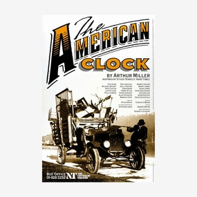 The American Clock 1986 Print vintage woodcut wallpaper