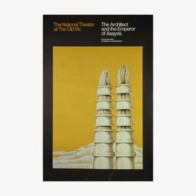 The Architect and the Emperor of Assyria 1971 Print vintage woodcut wallpaper