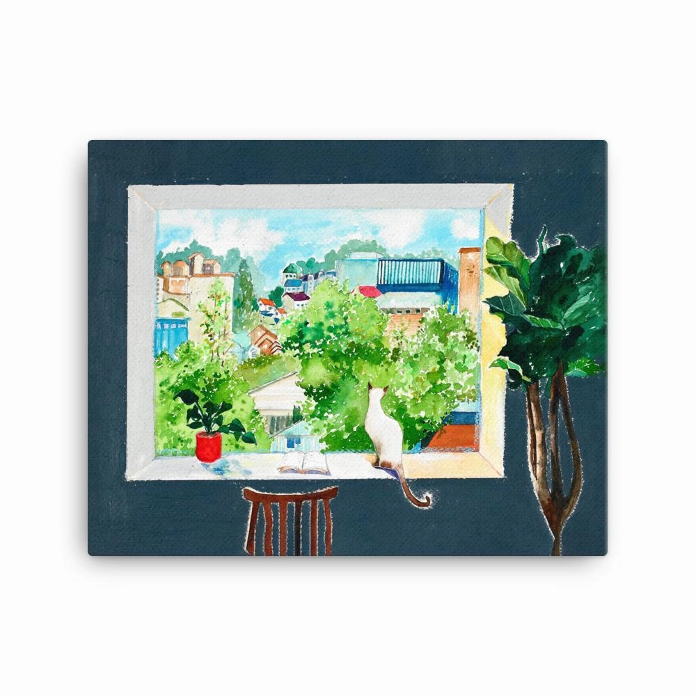 The Cat Who Reads Love Stories - canvas