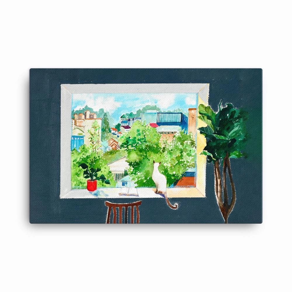The Cat Who Reads Love Stories - canvas