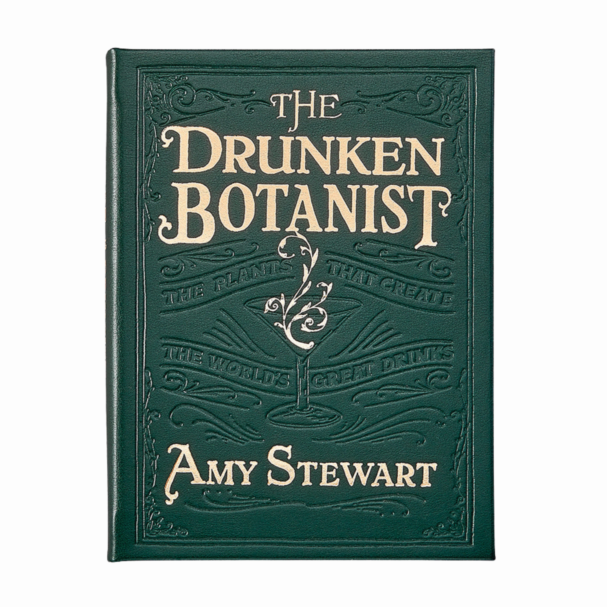 The Drunken Botanist Green Bonded Leather Book home display ornament