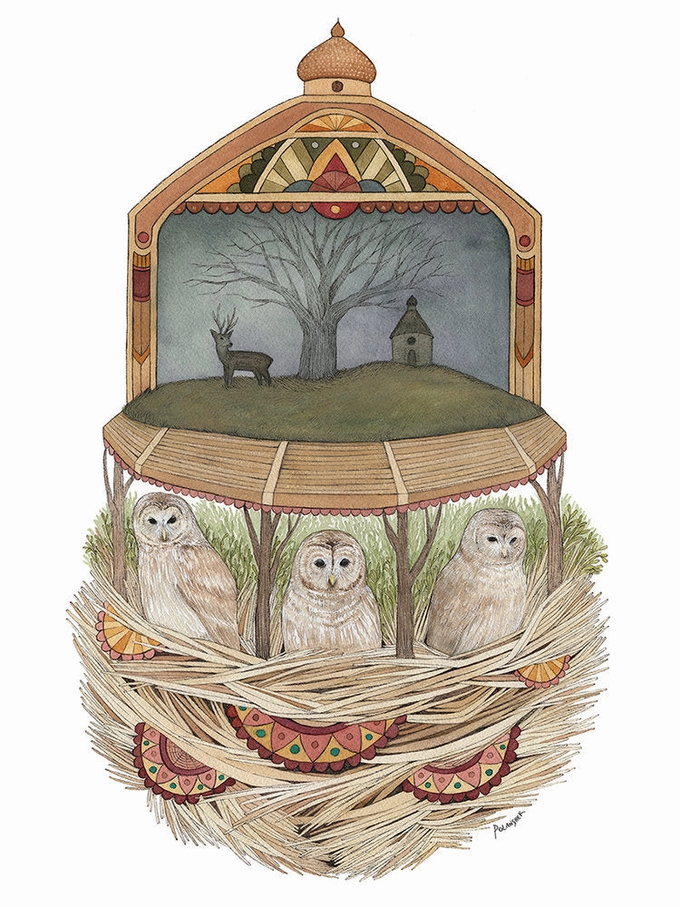 The Owls Convened - Art Print framed wall decor