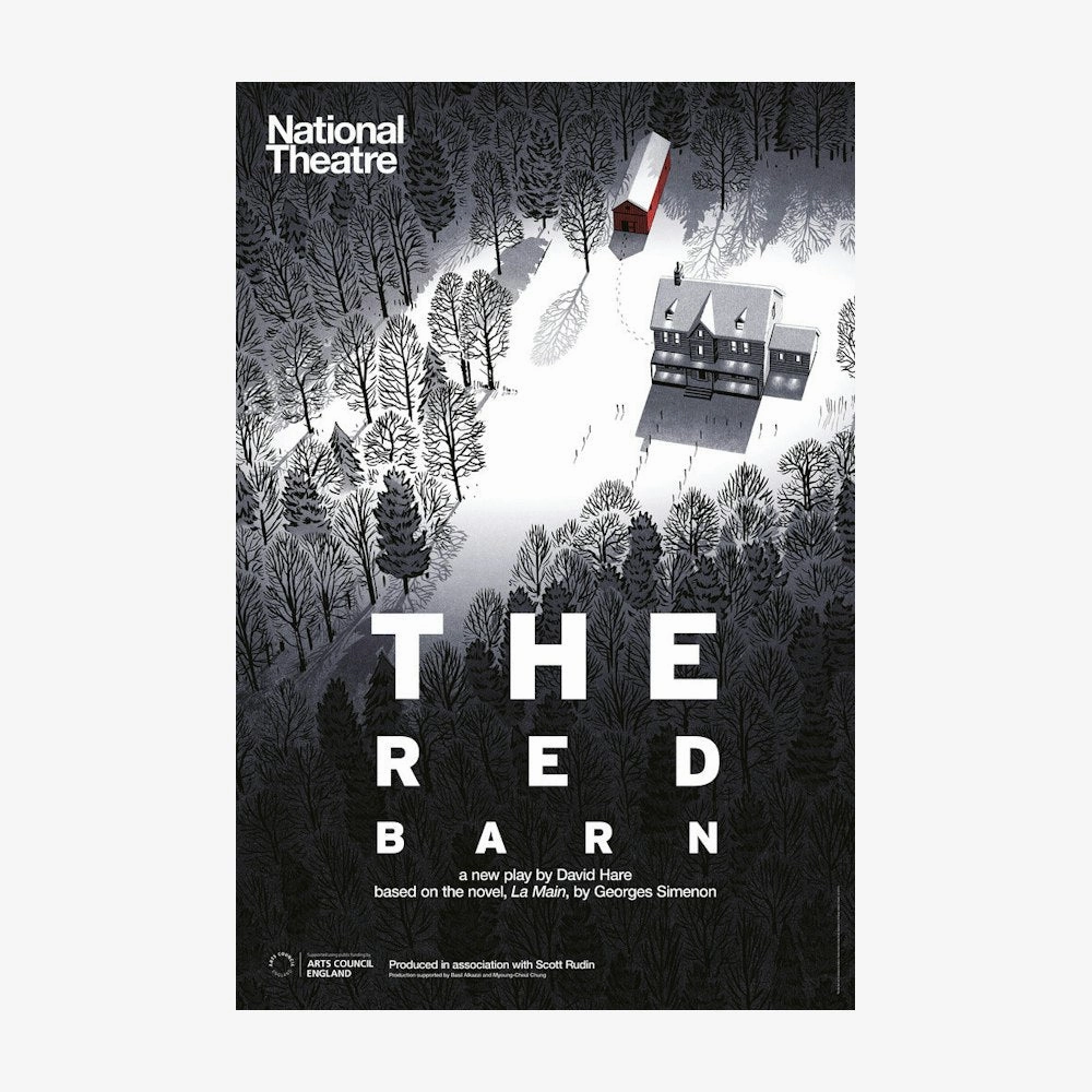 The Red Barn 2016 Print vintage woodcut wallpaper