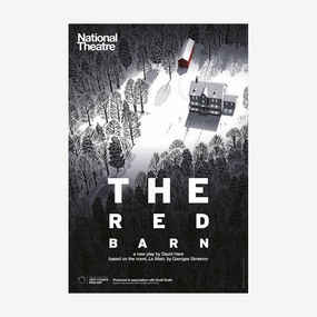 The Red Barn 2016 Print vintage woodcut wallpaper