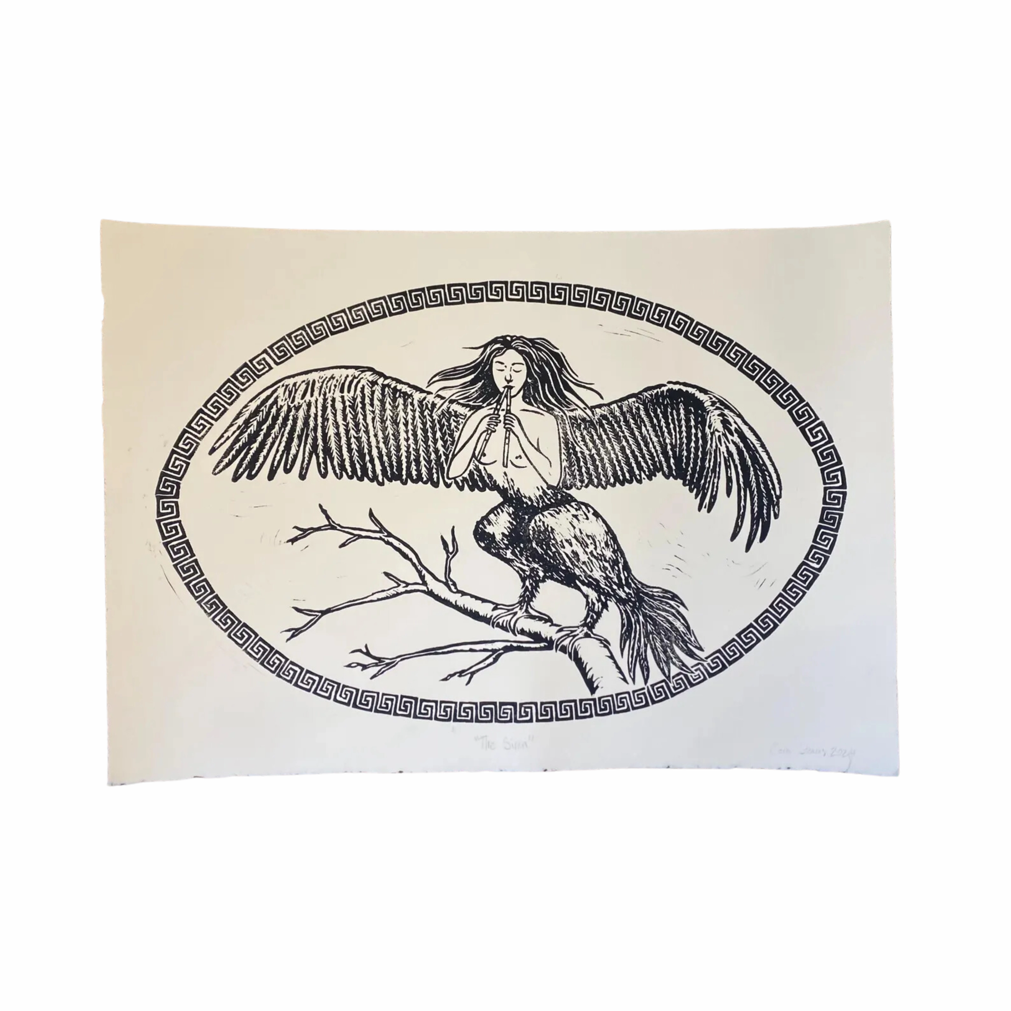 The Siren Linocut Print framed wall decor
