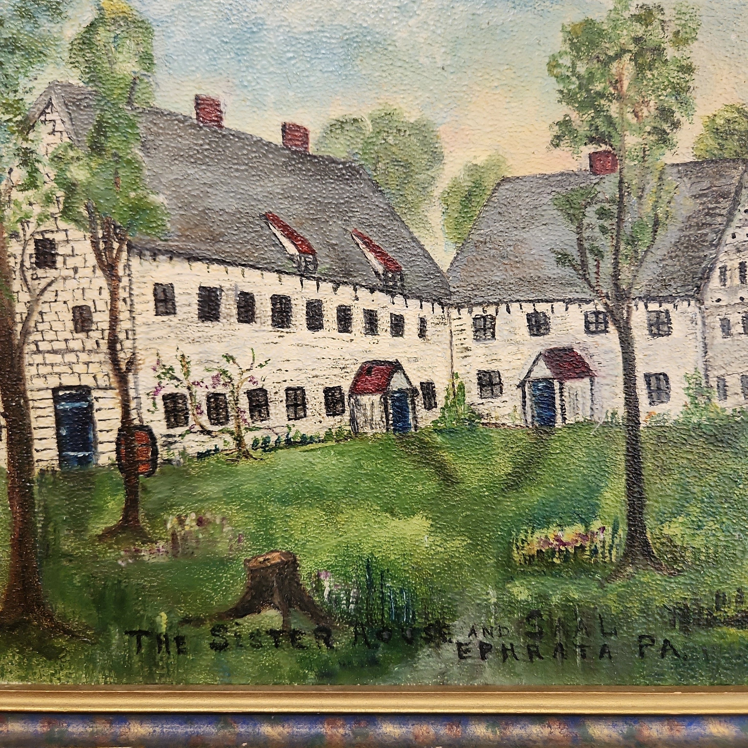 THE SISTER HOUSE SMALL OIL PAINTING ON BOARD