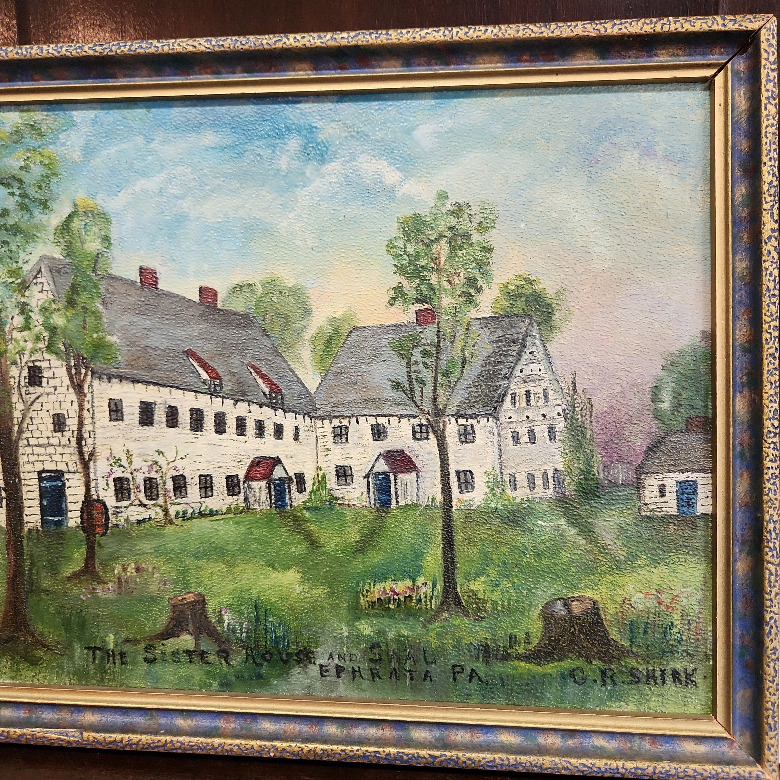 THE SISTER HOUSE SMALL OIL PAINTING ON BOARD