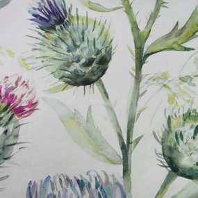Thistle Glen Printed Linen Fabric (By The Metre) Spring/Cream elegant table cloth  