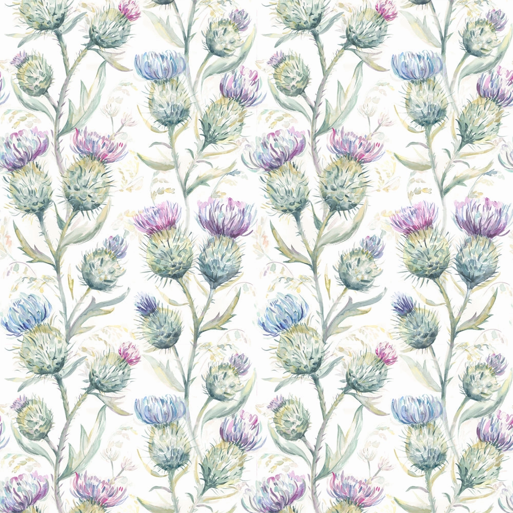 Thistle Glen Printed Linen Fabric (By The Metre) Spring/Cream