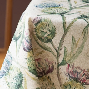 Thistle Glen Printed Oil Cloth Fabric (By The Metre) Natural elegant table cloth  