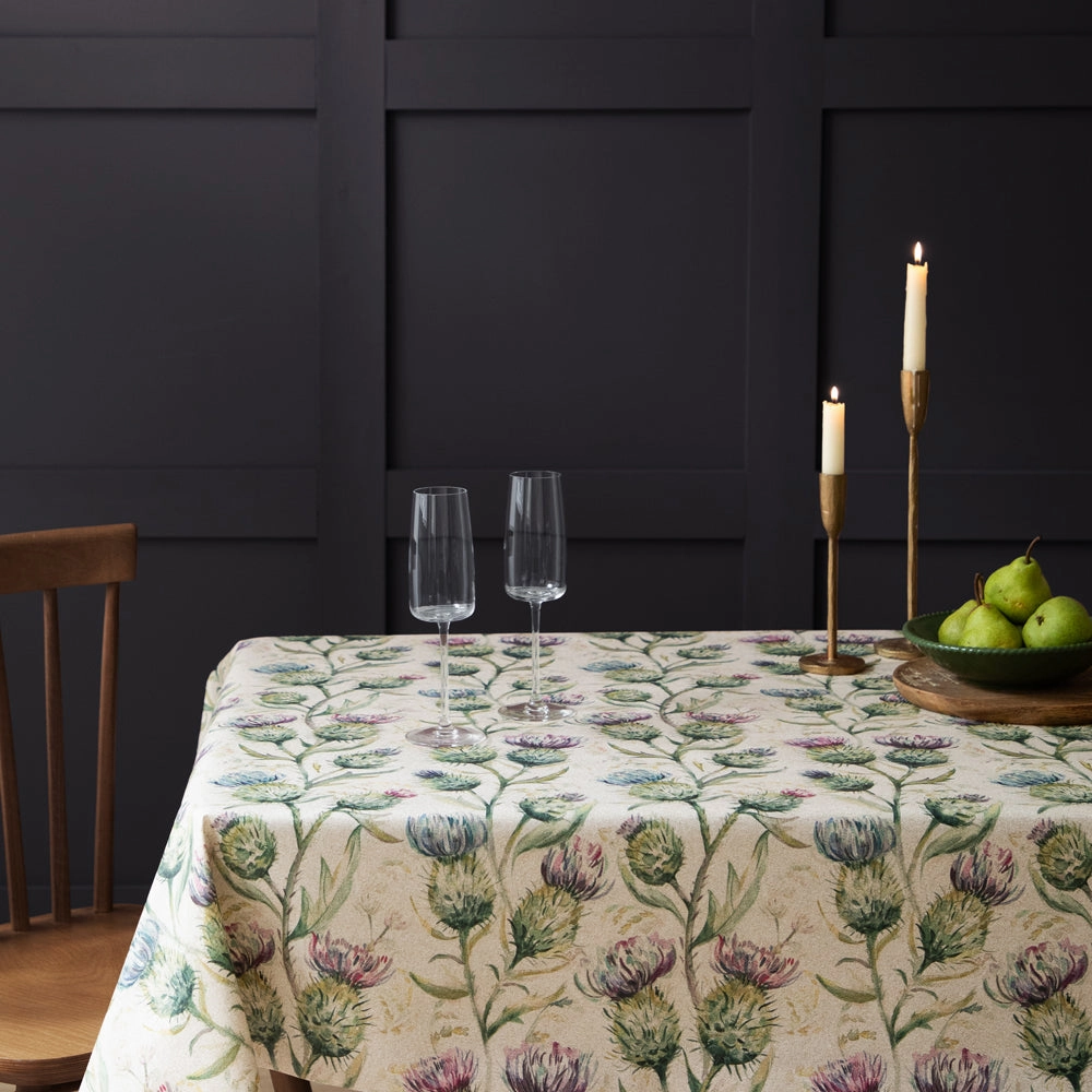 Thistle Glen Printed Oil Cloth Fabric (By The Metre) Natural