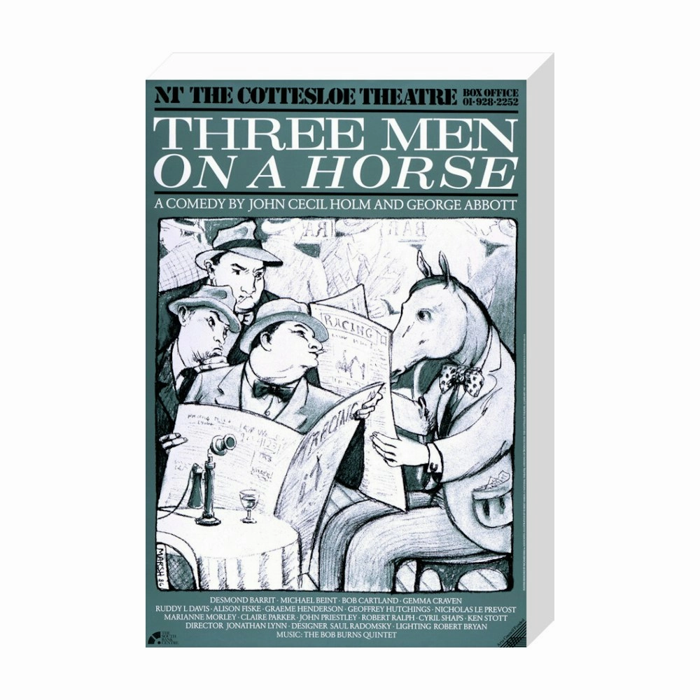 Three Men on a Horse 1987 Print