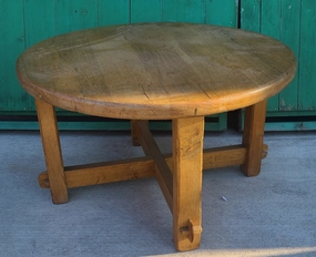 THROUGH TENONED ROUND RUSTIC OAK LOW TABLE interior room decor
