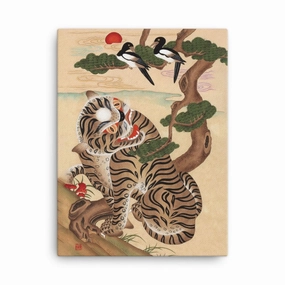 Tiger and Magpie - canvas canvas mural art