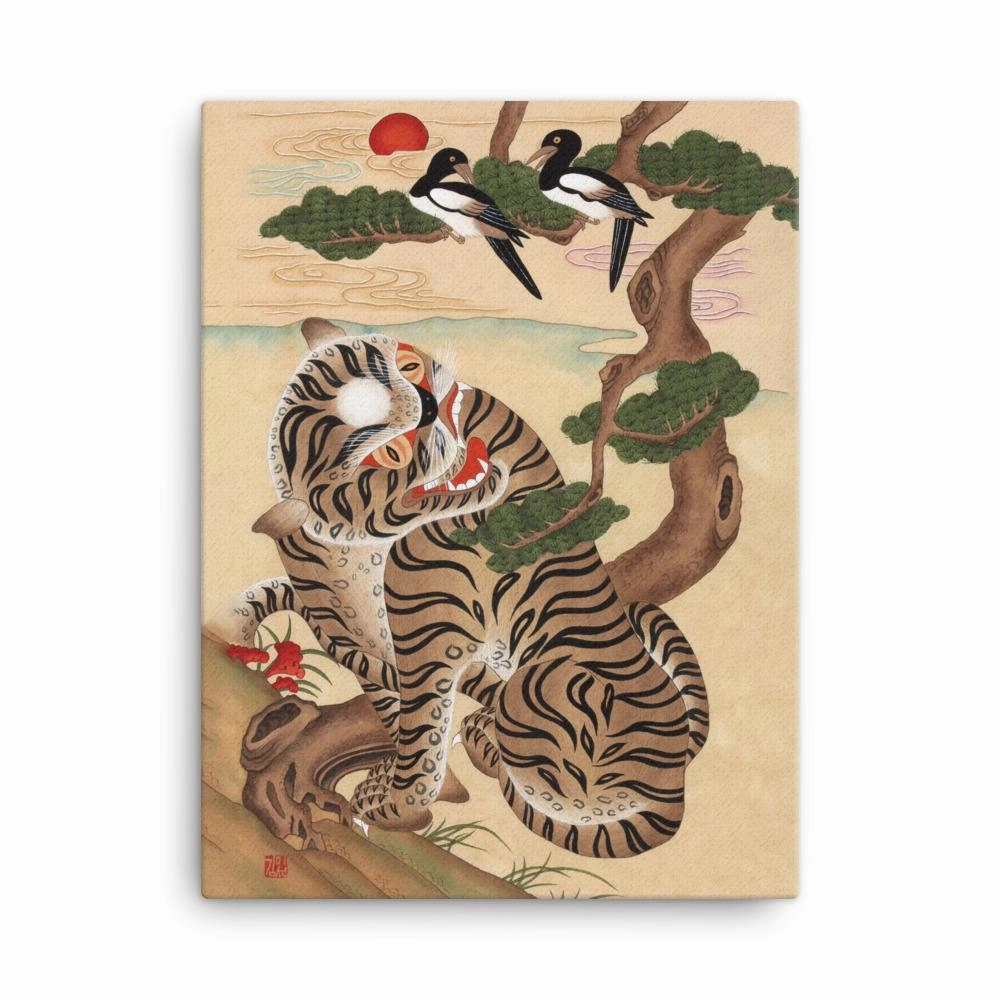 Tiger and Magpie - canvas canvas mural art