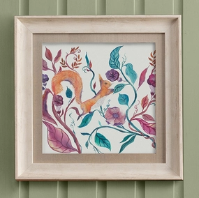 Timmy Squirrel Framed Print Birch patterned fashion rug  