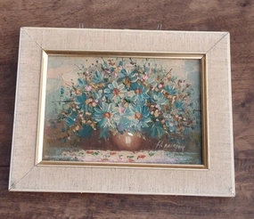 TINY FLORAL STILL LIFE OIL PAINTING classic mural painting