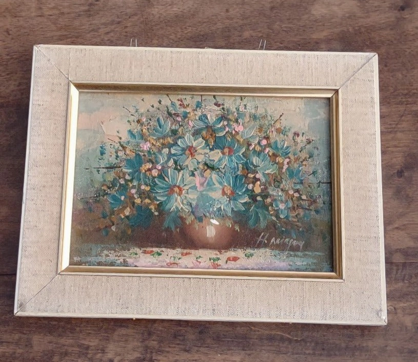 TINY FLORAL STILL LIFE OIL PAINTING classic mural painting