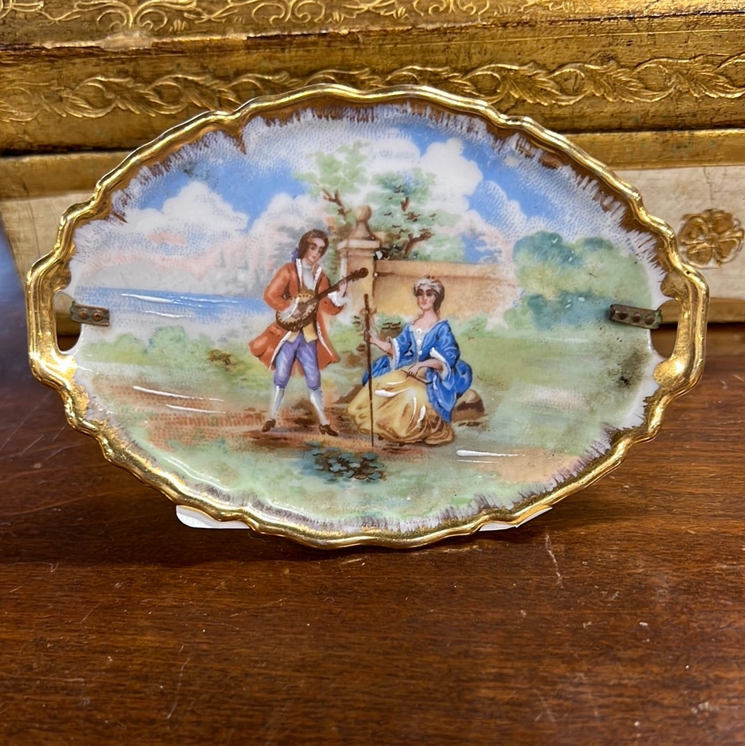 TINY HAND PAINTED FRENCH COURTSHIP PLATE interior room decor
