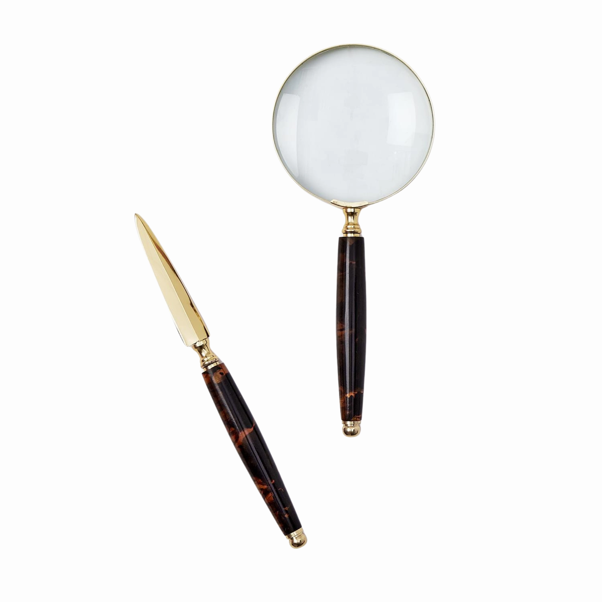 Tortoise Swirl Magnifier and Letter Opener Set