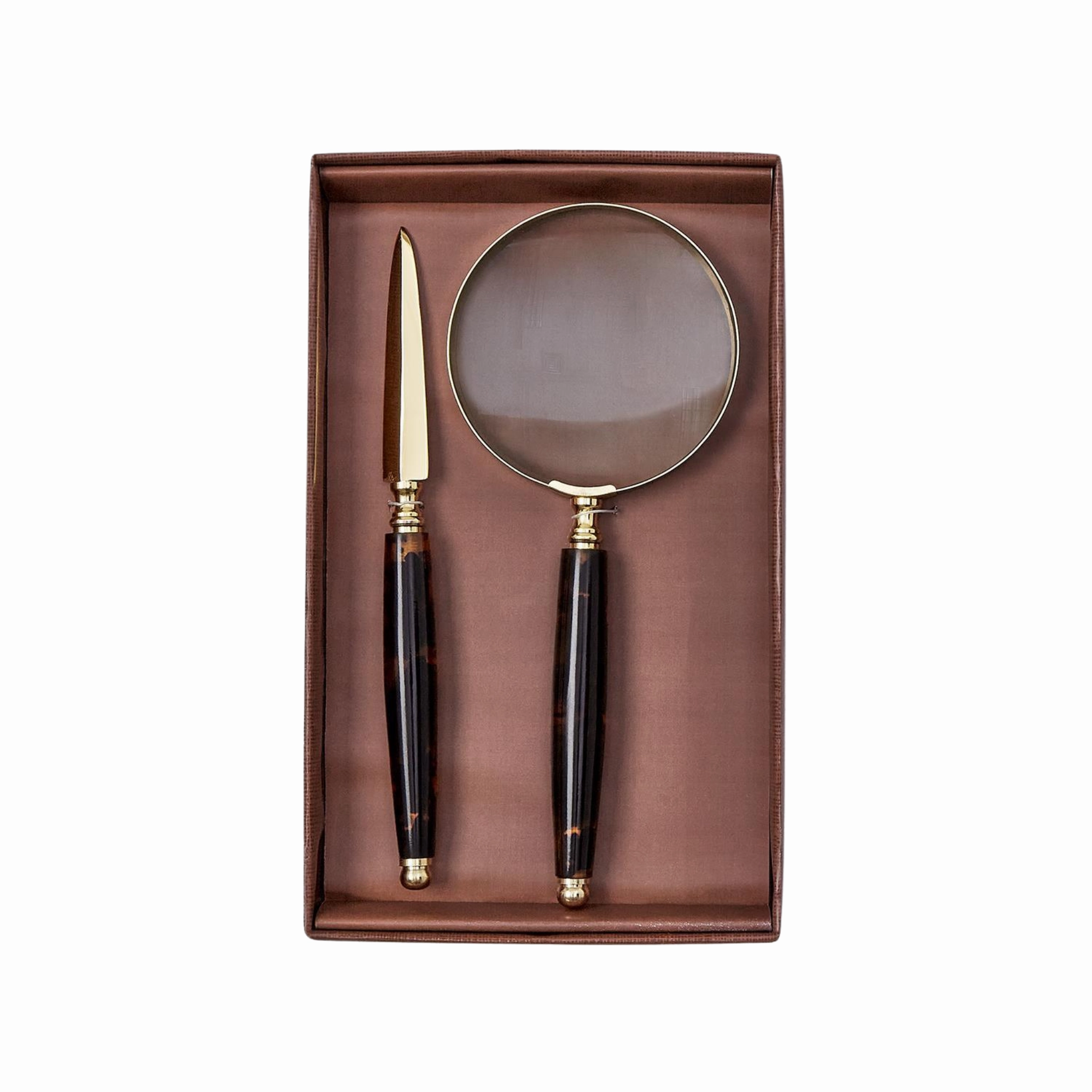 Tortoise Swirl Magnifier and Letter Opener Set