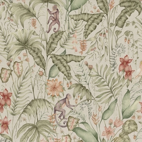 Tropical Utopia Printed Cotton Fabric Green elegant table cloth  
