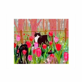 Tulip Cat Print framed wall decor