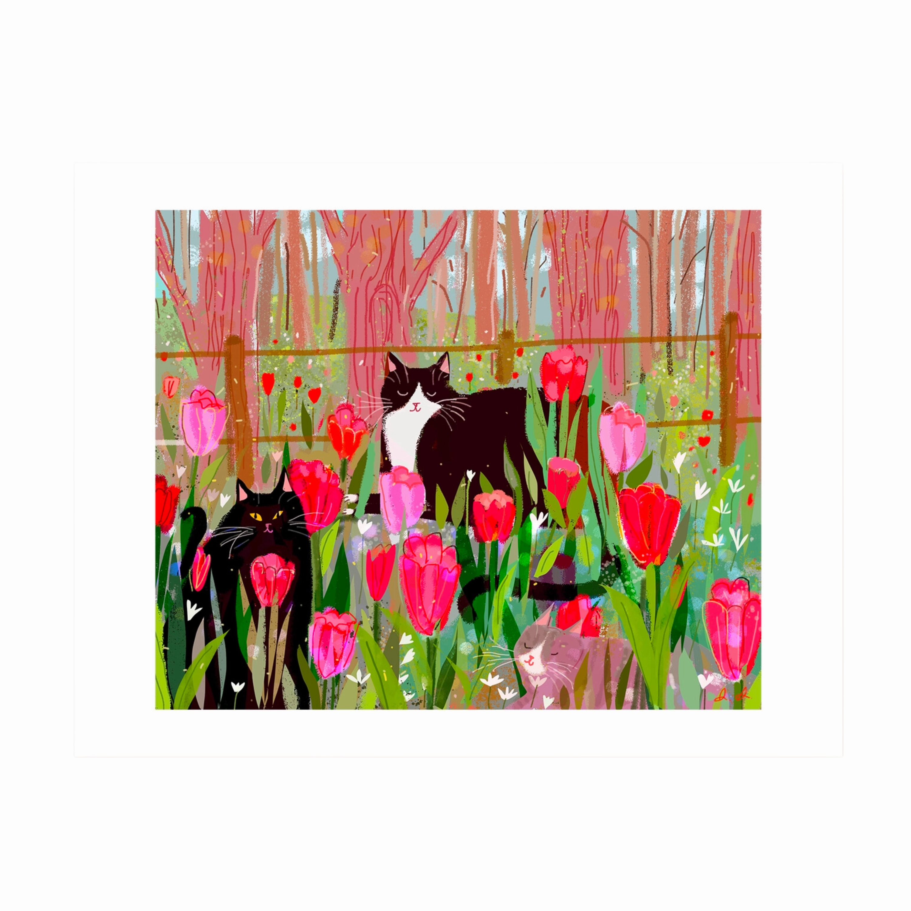 Tulip Cat Print framed wall decor