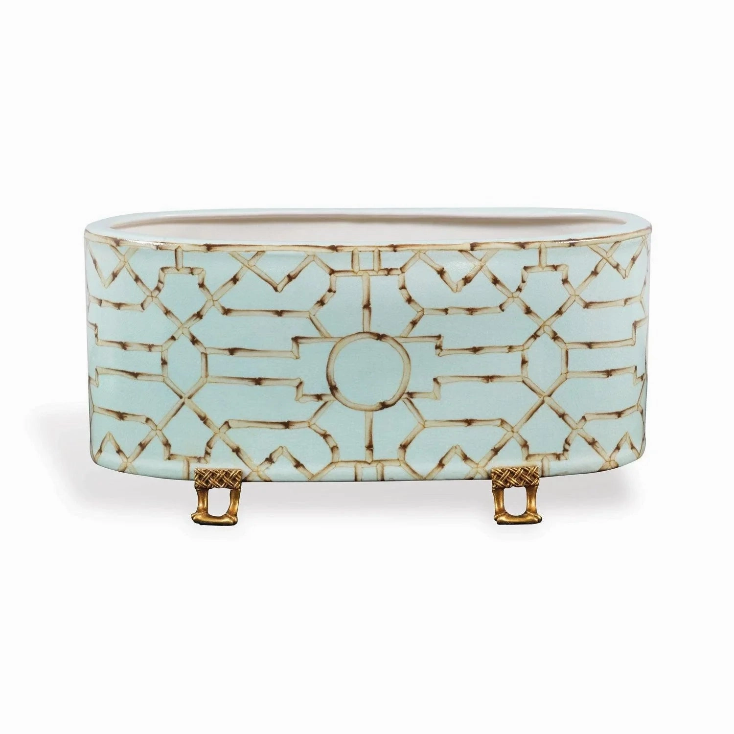 Turquoise Planter with Brass Accents home display ornament