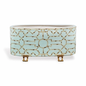 Turquoise Planter with Brass Accents home display ornament