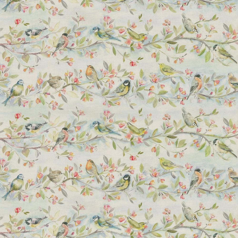 Tweet Printed Linen Fabric (By The Metre) Natural