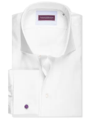 Twill Classic Fit Doppelmanschetten-Hemd Weiß