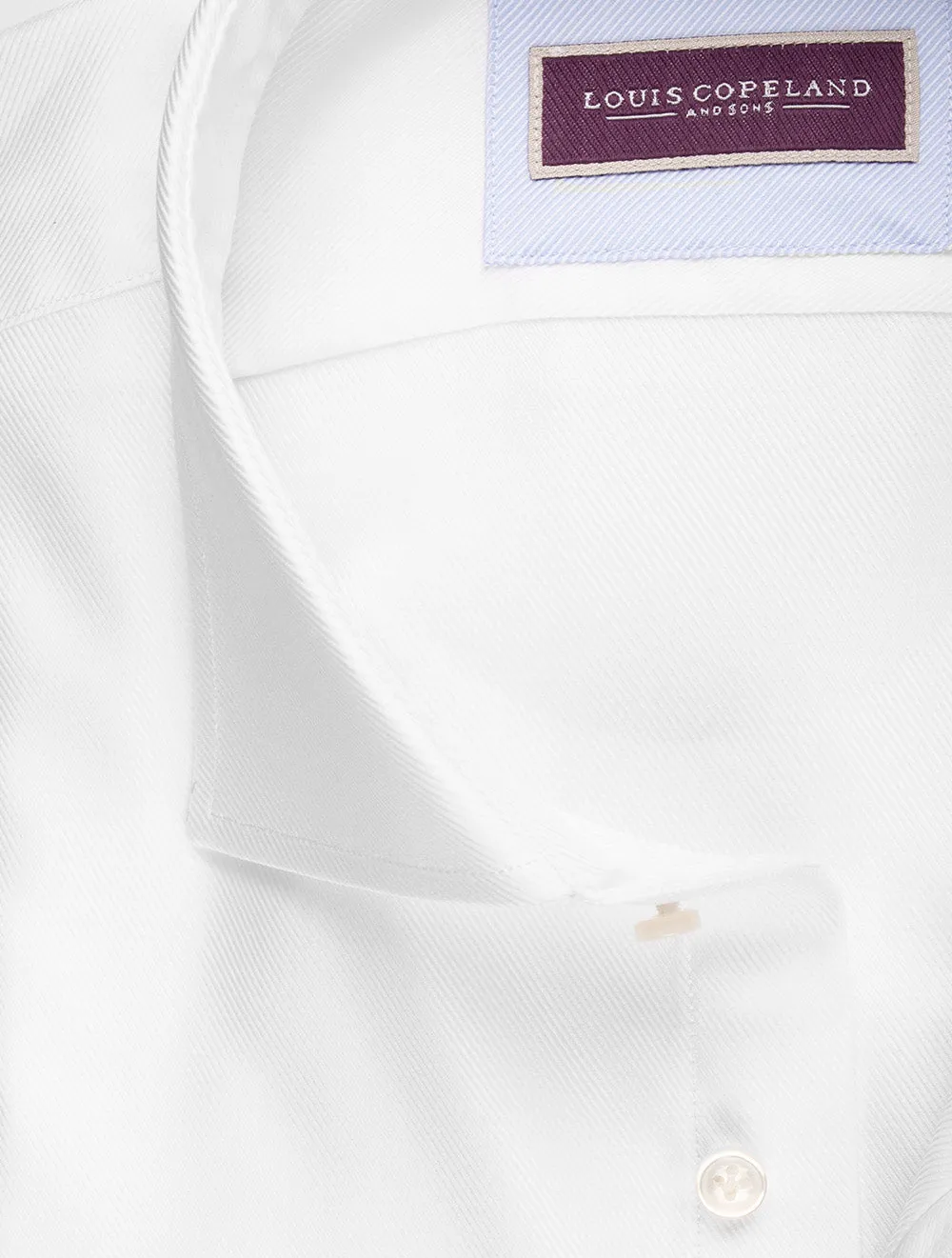 Twill Classic Fit Doppelmanschetten-Hemd Weiß